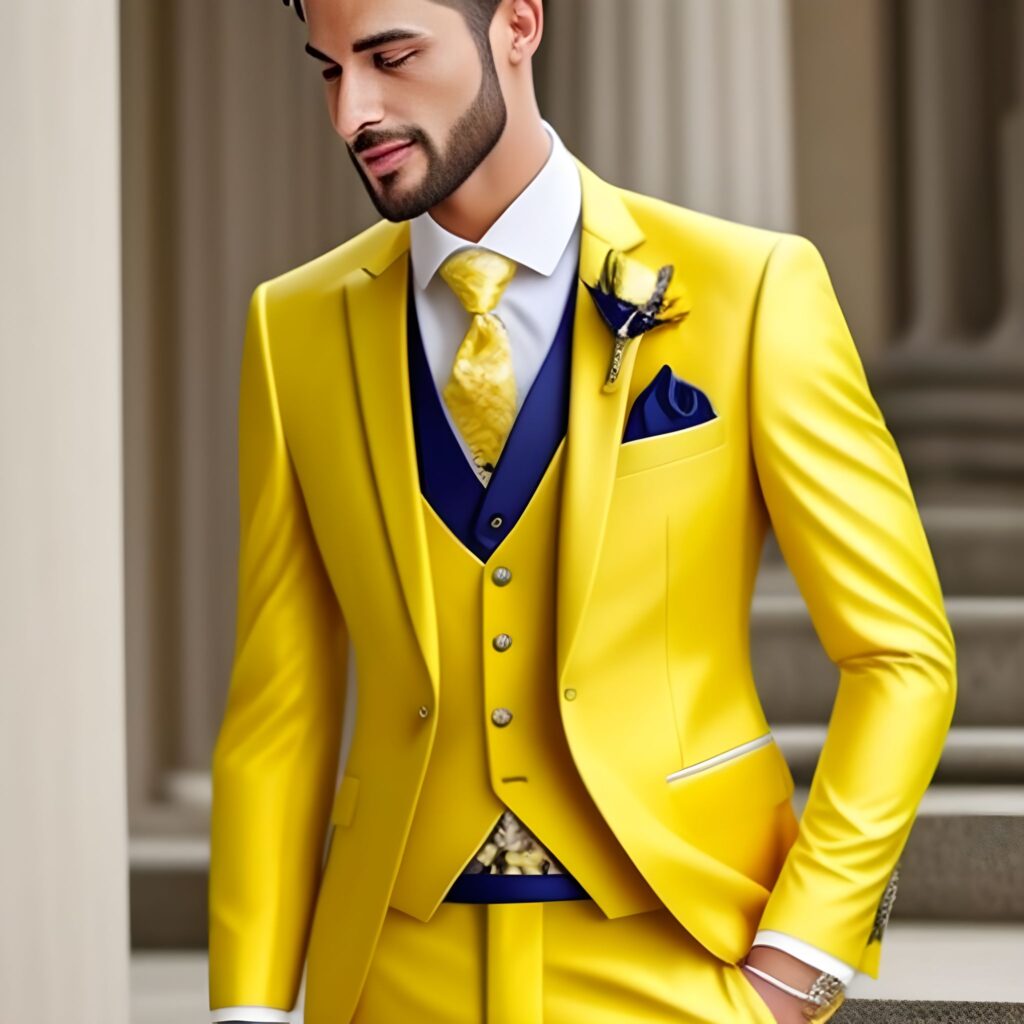 Yellow suit wedding dress