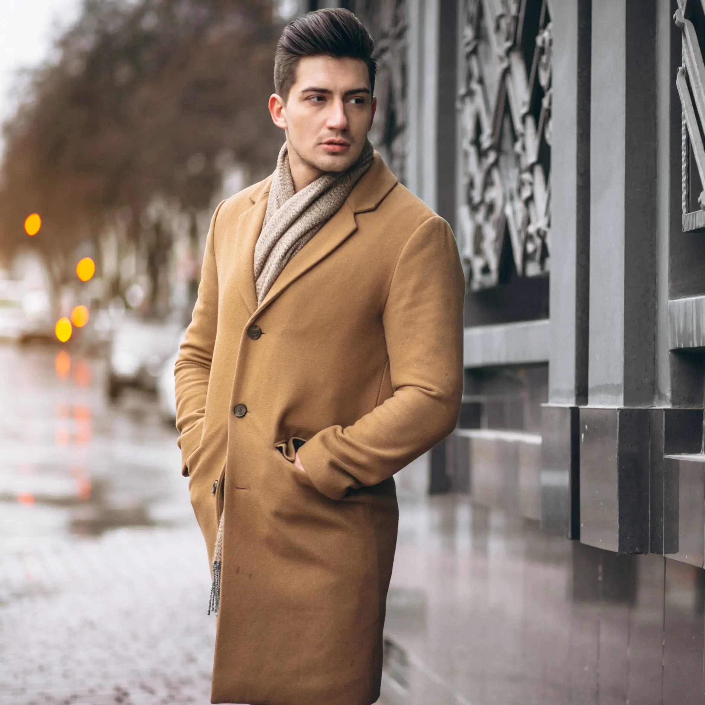 man model coat outside