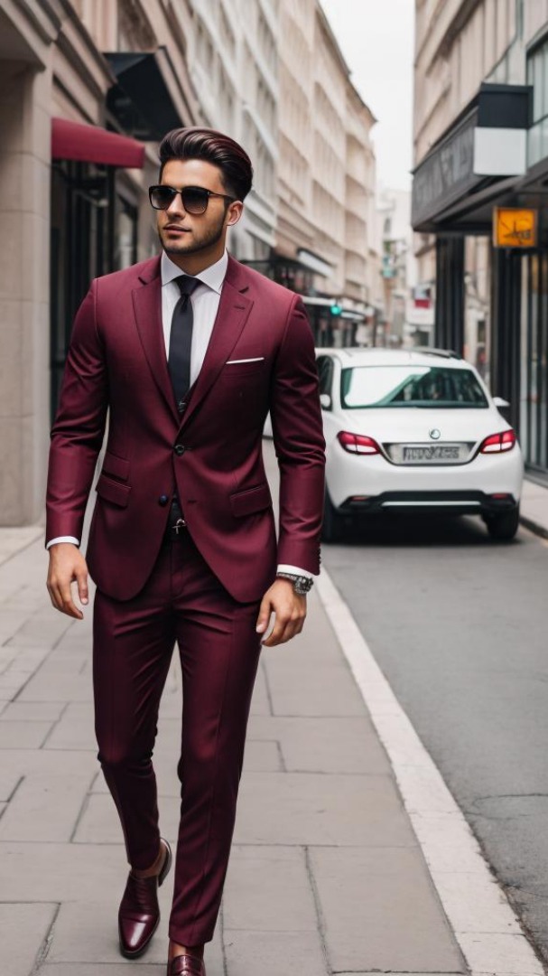 maroon suit style