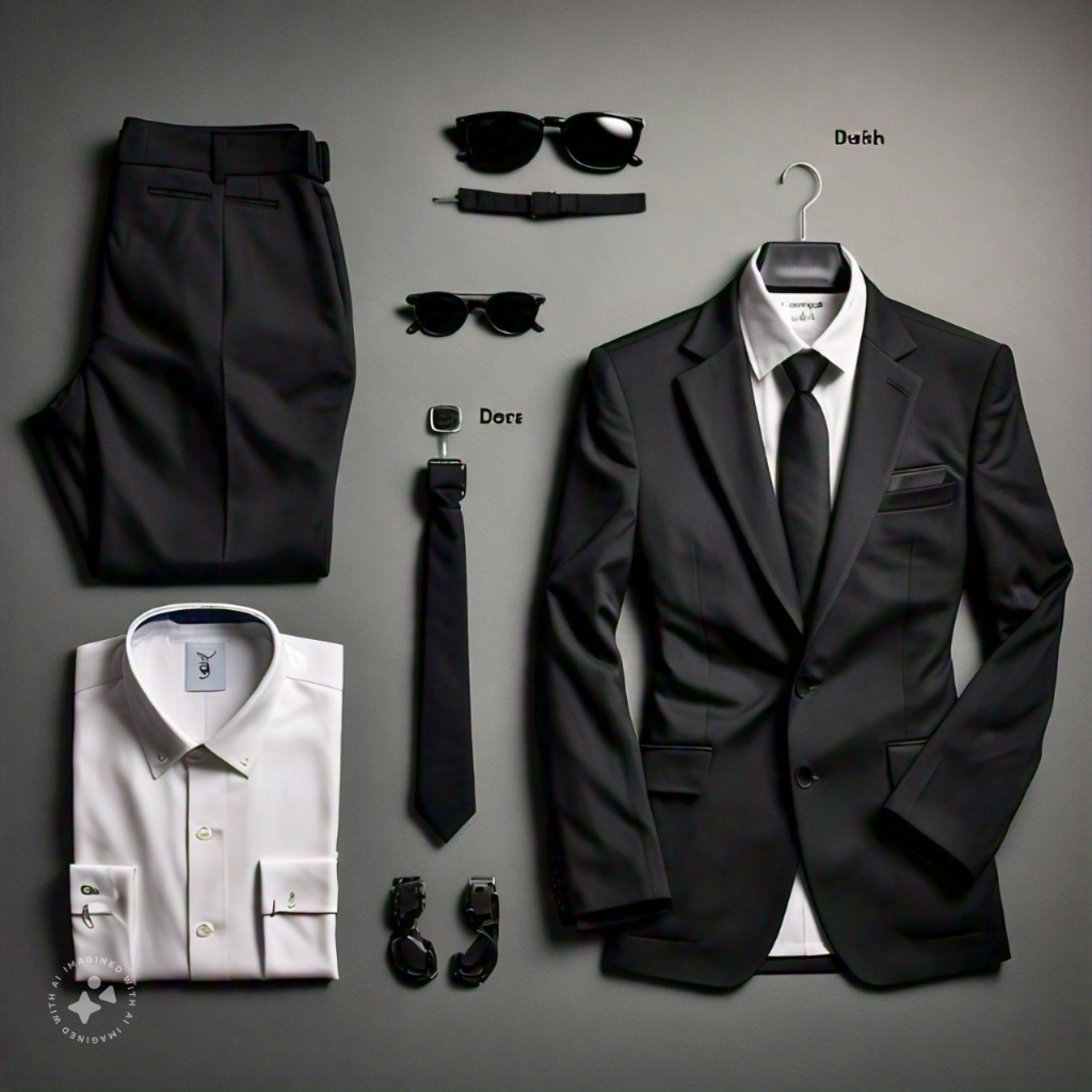 Men in black costume outfits