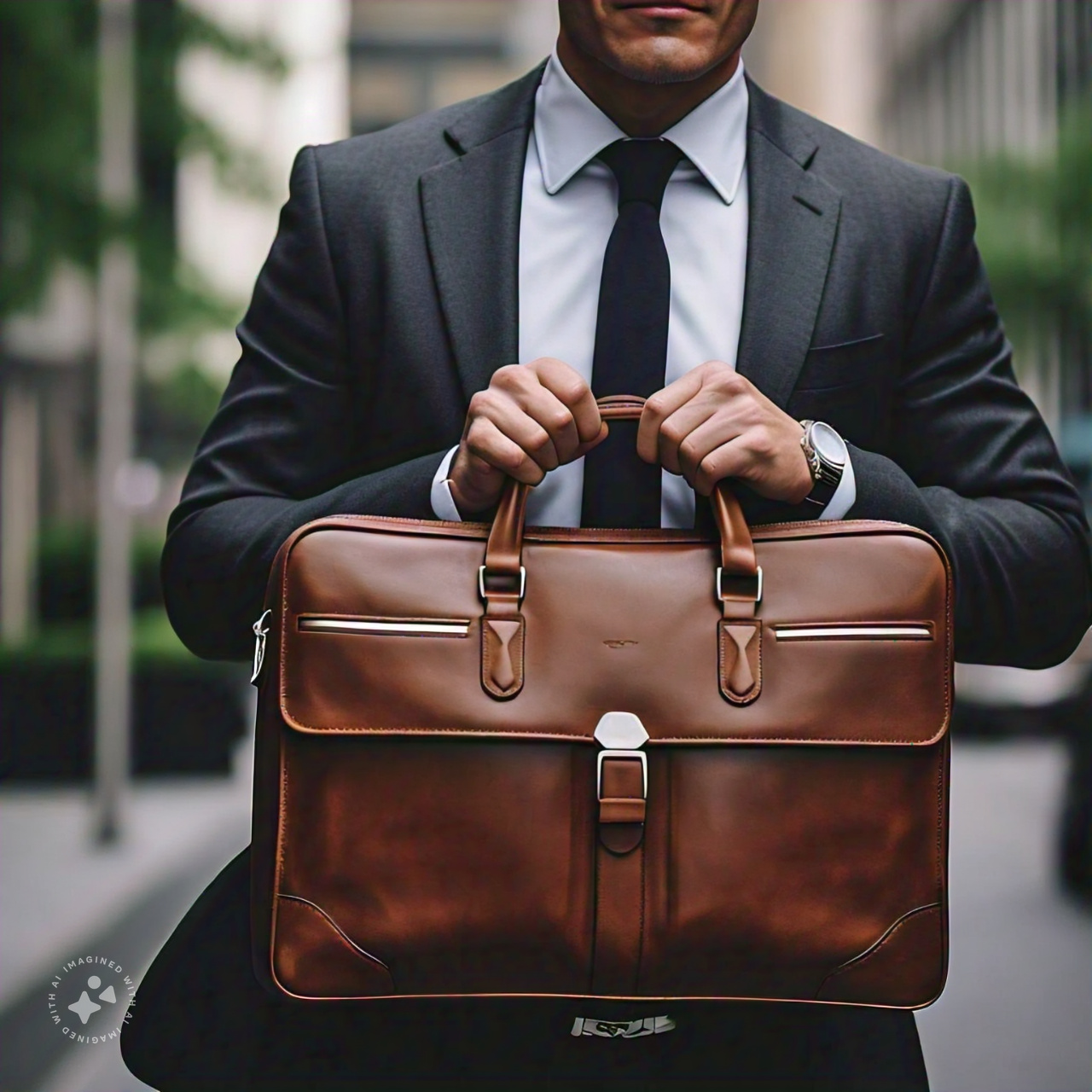 a man carrying a leather briefcase symbolizing professionalism and preparedness