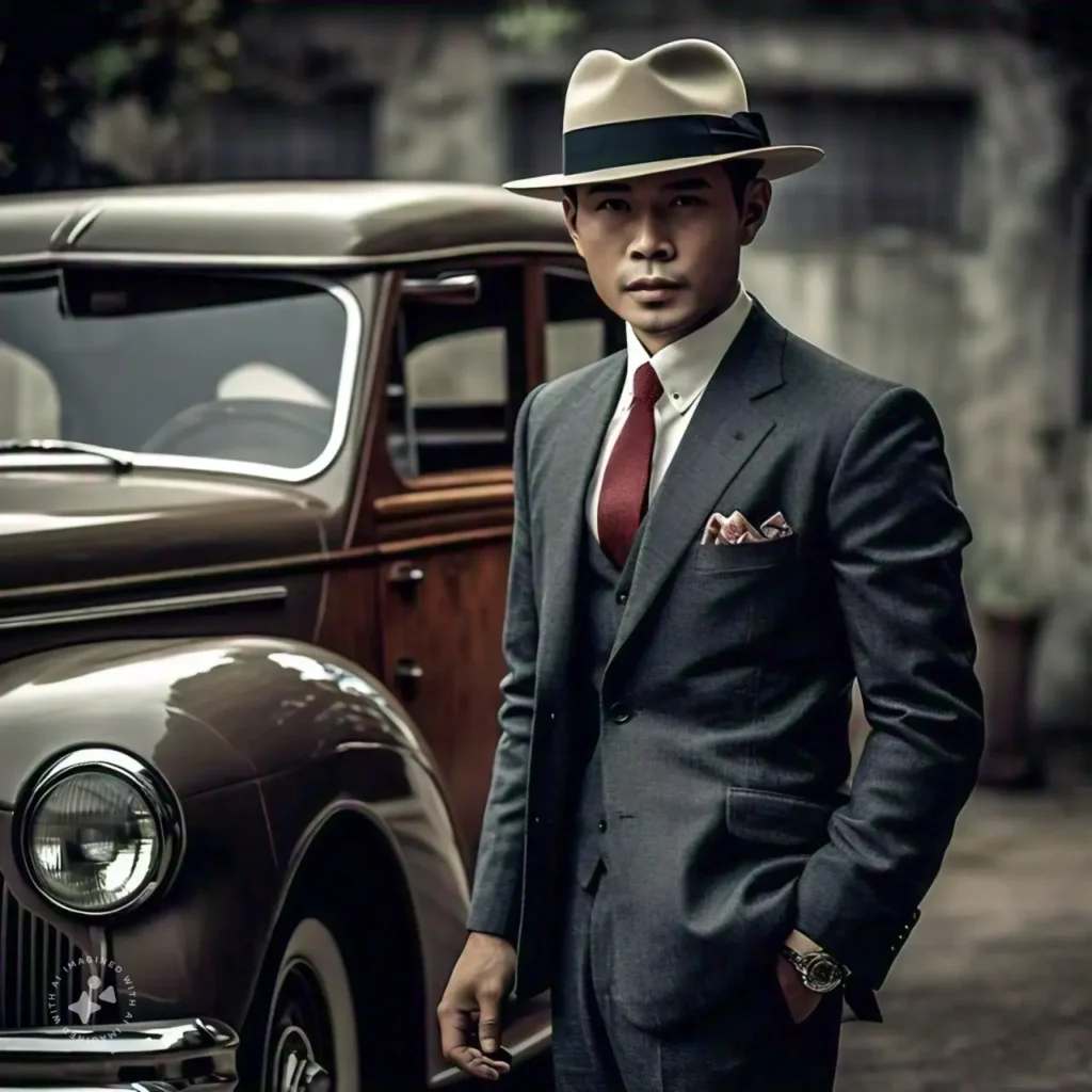 a_man_wearing_a_tailored_suit_with_a_narrow_tie_polished_shoes_and_a_fedora_hat