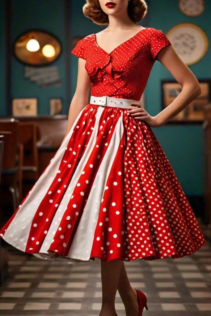 a woman dressed in a classic 1950s