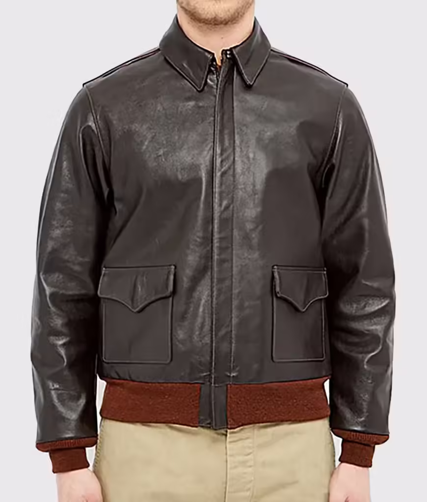 Augustus Mens Dark Brown A 1 Bomber Leather Jacket Dark Brown A 1 Bomber Leather Jacket for Men 3