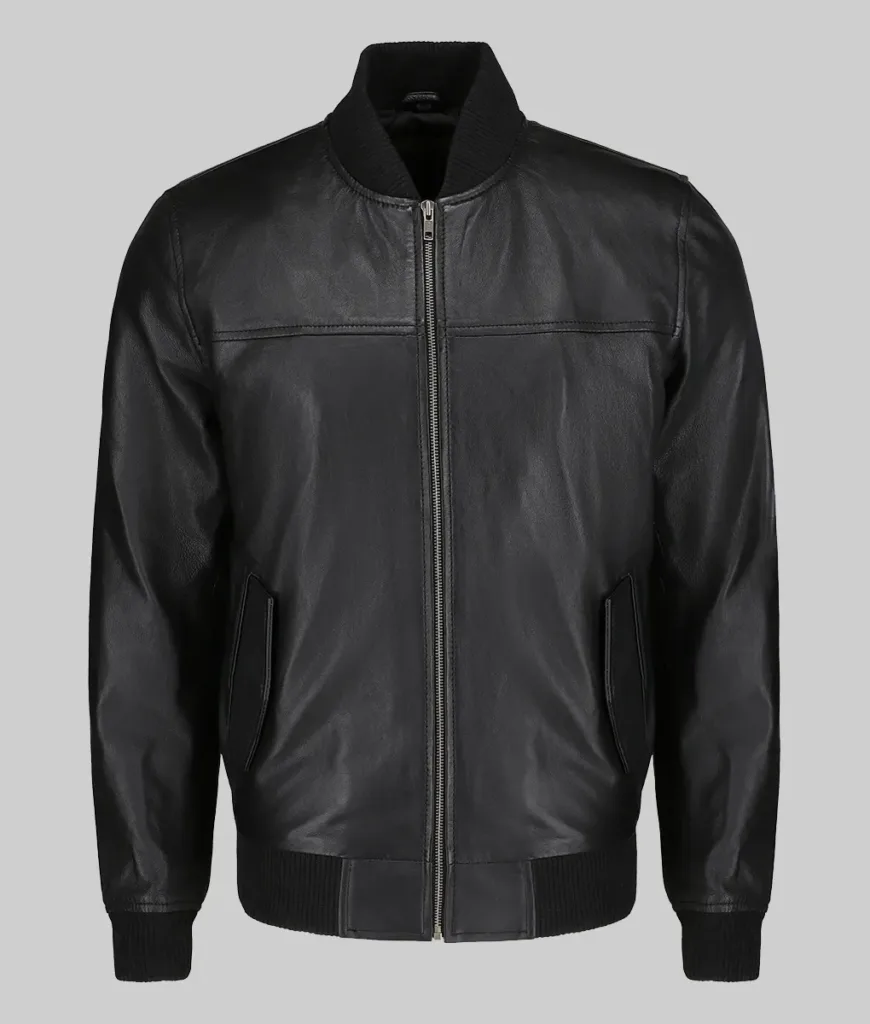 Frig-Mens-Black-Bomber-Leather-Jacket
