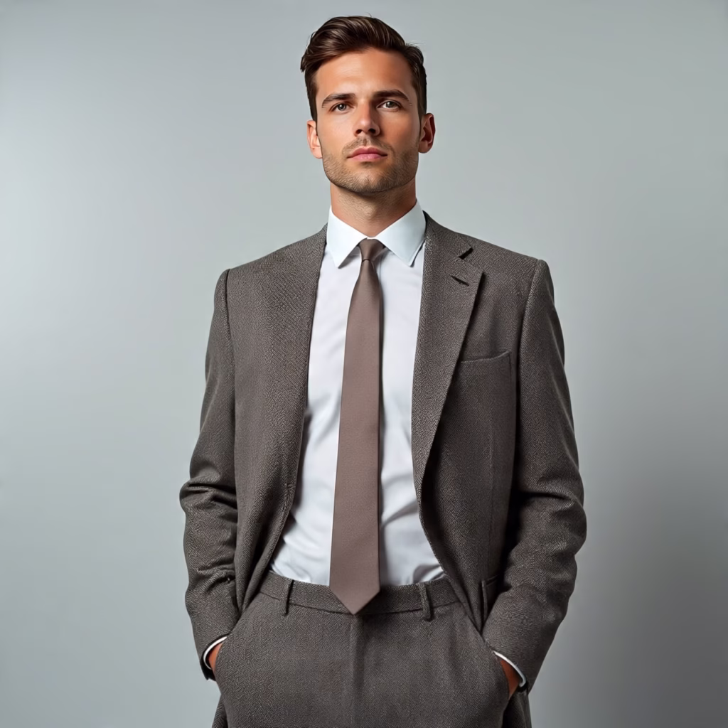 A clean modern style grey suit