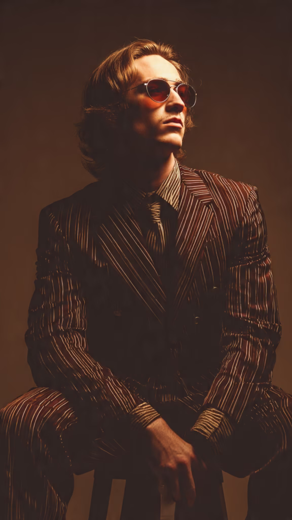 stylish man wearing a retro inspired formal outfit